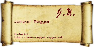 Janzer Megyer névjegykártya